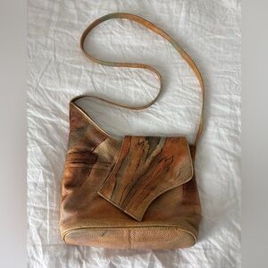 Vintage Asymmetrical Leather Crossbody Bag made in India